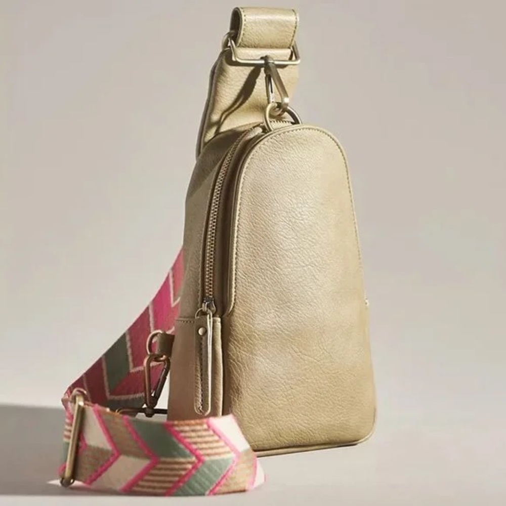 Urban Originals Beige Crossbody Bag with Patterned Strap